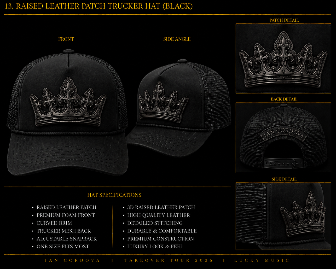 Leather Patch Trucker Hat concept board